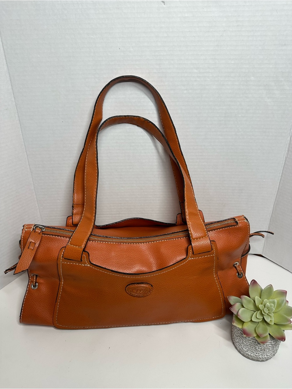 Tod's Burnt Orange Leather Shoulder Bag